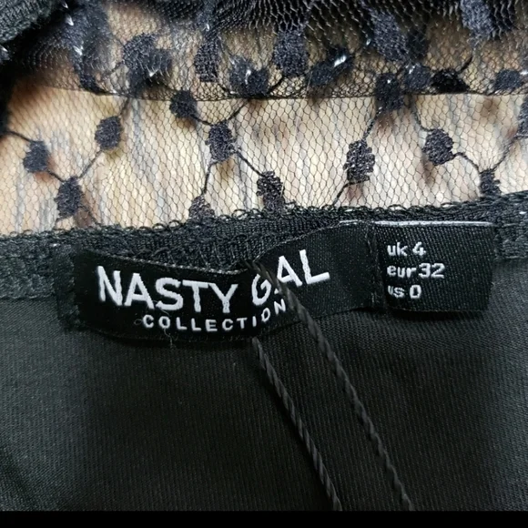 Nasty Gal NWT black mesh metallic bodysuit size 0 - Picture 7 of 13